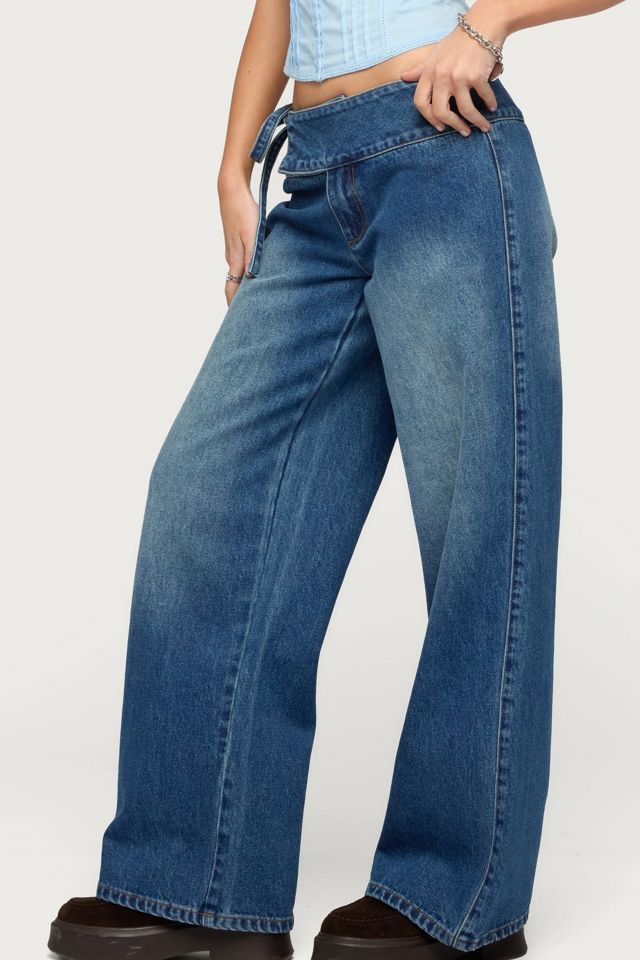 Edikted Cleo Tie Waist Low Rise Baggy Jeans #3