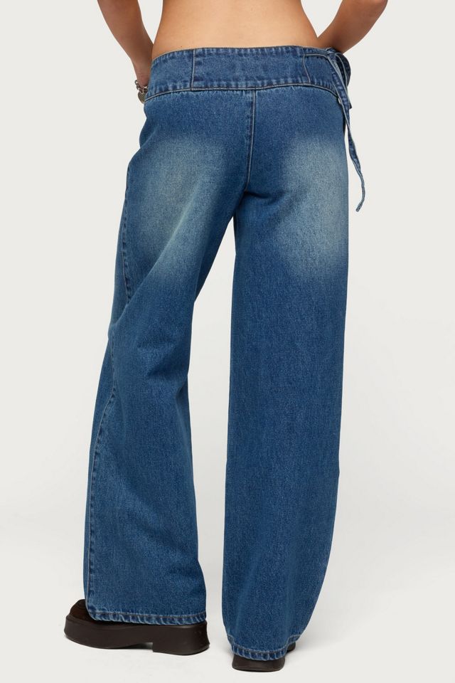Edikted Cleo Tie Waist Low Rise Baggy Jeans #4