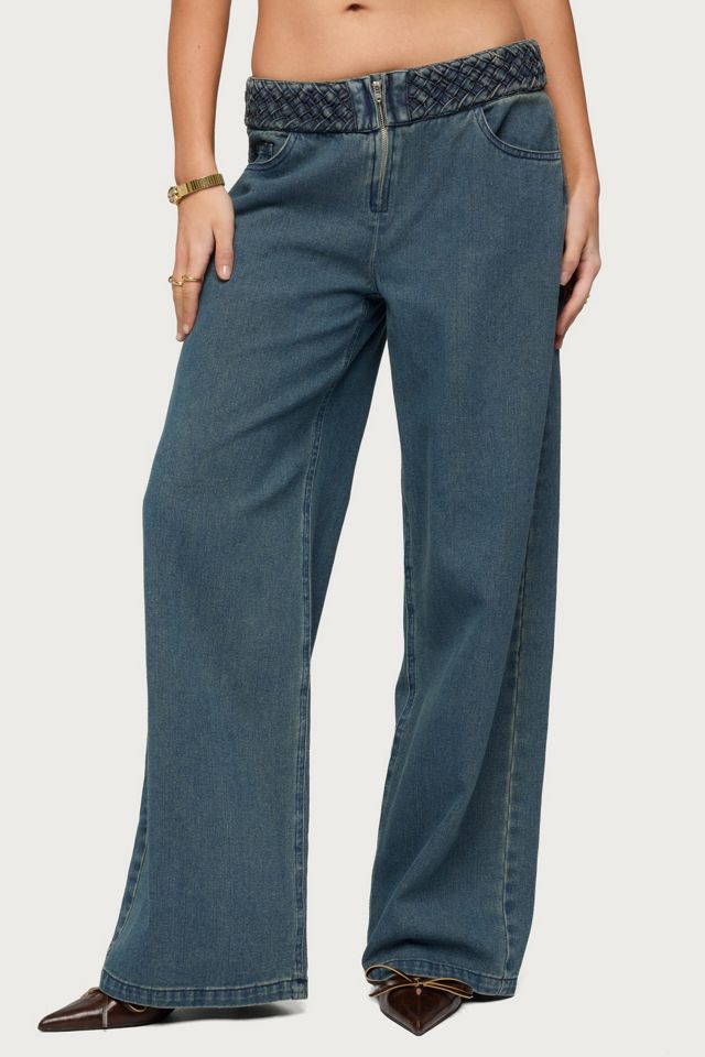 Edikted Braidey Braided Low Rise Baggy Jeans #1