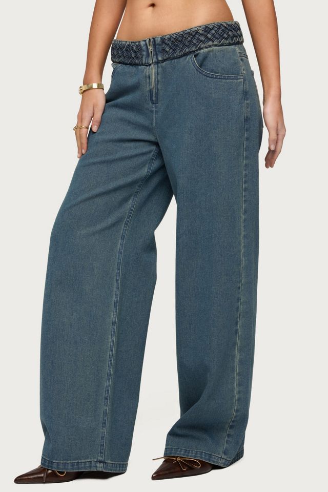 Edikted Braidey Braided Low Rise Baggy Jeans #2