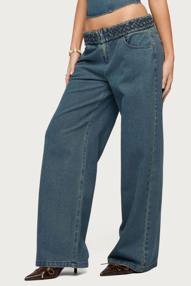 Edikted Braidey Braided Low Rise Baggy Jeans #3