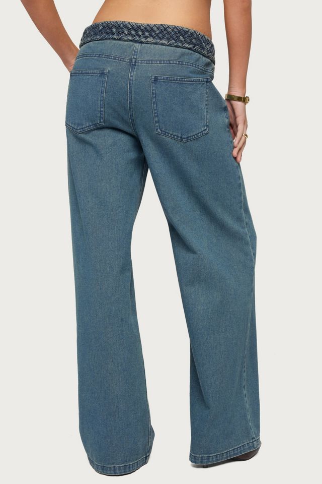 Edikted Braidey Braided Low Rise Baggy Jeans #4