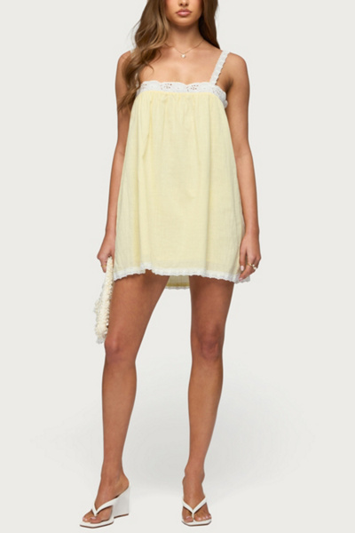 Edikted Hipla Contrast Lacey Cotton Dress
