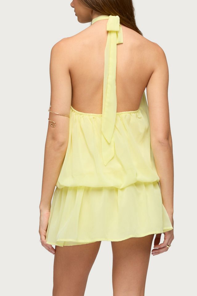 Edikted Kortney Chiffon High Neck Mini Dress #2