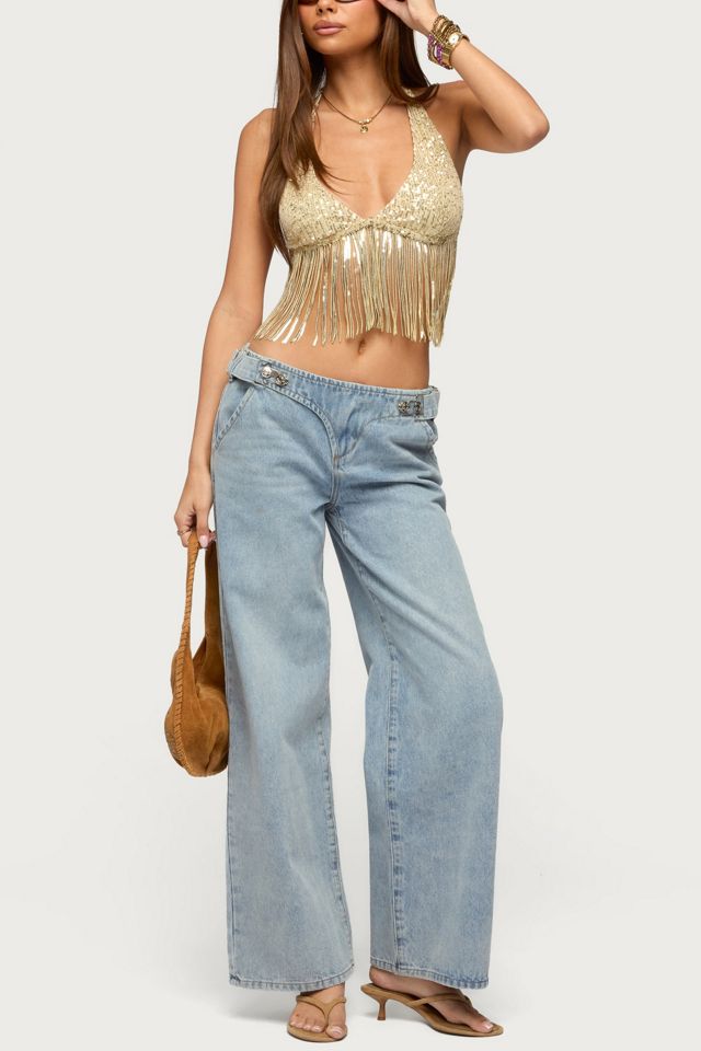 Edikted Azura Sequin Fringe Bra Top #1