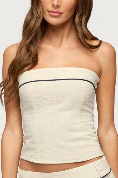 Edikted Dorine Contrast Woven Strapless Top