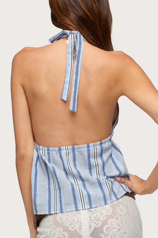 Edikted Galee Tie Front Linen Look Top #4
