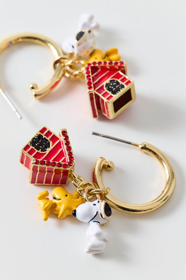 BaubleBar Peanuts Snoopy & Woodstock Charm Hoop Earrings #1