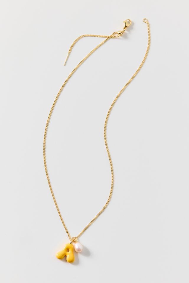 BONBONWHIMS Puffy Enamel Initial Pearl Necklace #1