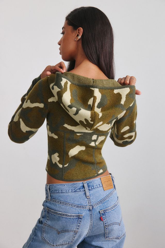 BDG Andrea Corset Cropped Zip-Up Hoodie Sweatshirt #3