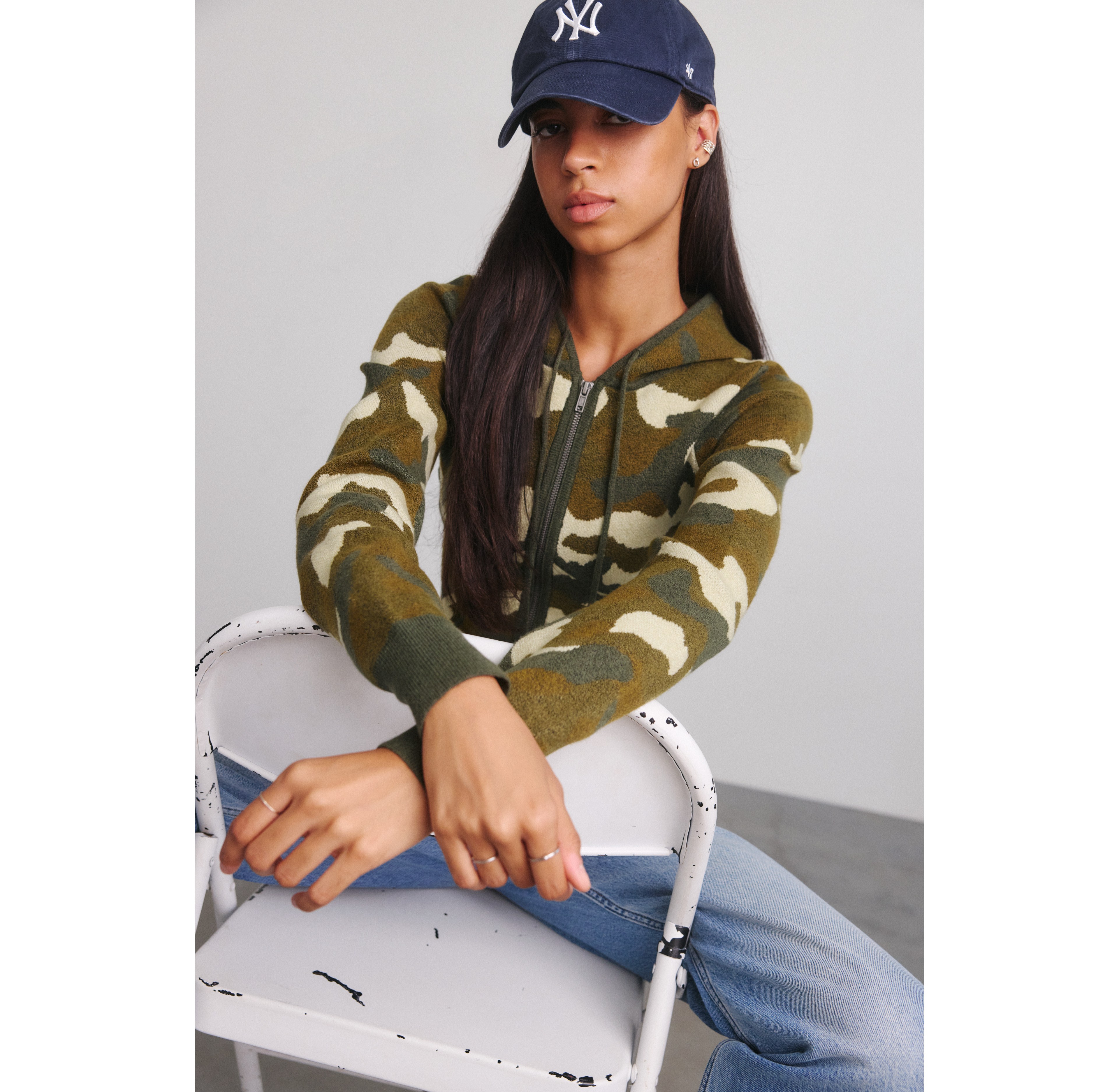 BDG Andrea Corset Cropped Zip-Up Hoodie Sweatshirt