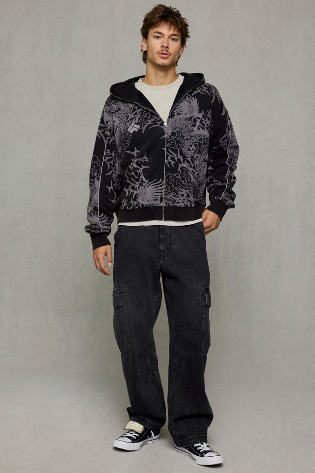 iets frans… Dragon Allover Print Zip Hoodie Sweatshirt #1