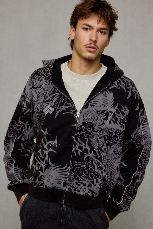 iets frans… Dragon Allover Print Zip Hoodie Sweatshirt #2