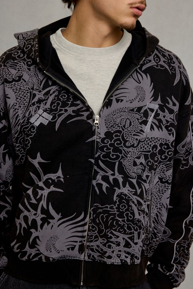iets frans… Dragon Allover Print Zip Hoodie Sweatshirt #3
