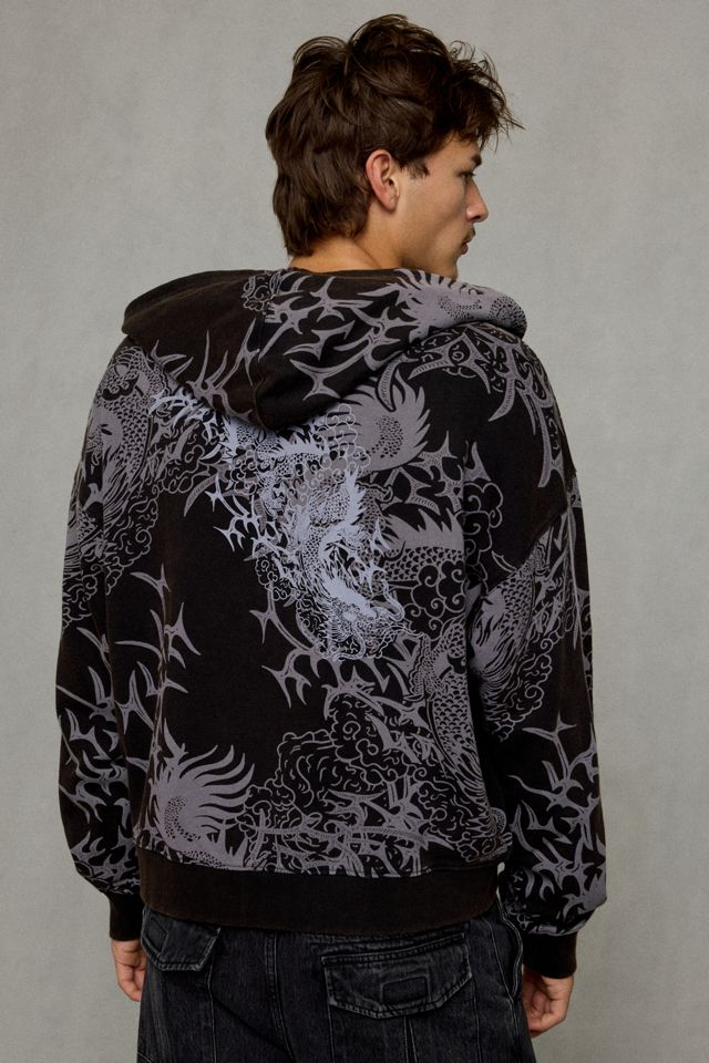 iets frans… Dragon Allover Print Zip Hoodie Sweatshirt #4