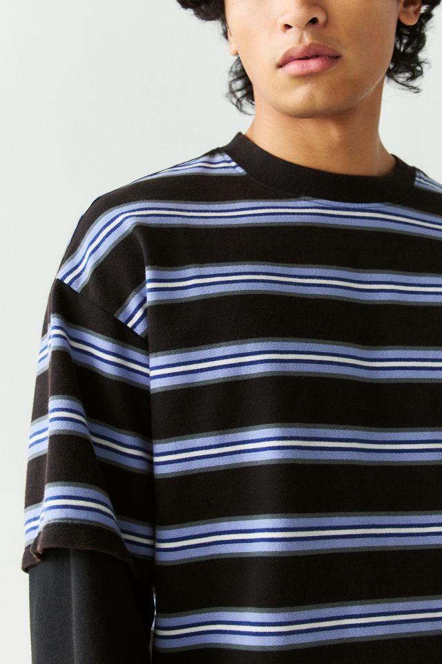 iets frans… Stripe Pattern Double Layer Tee #1