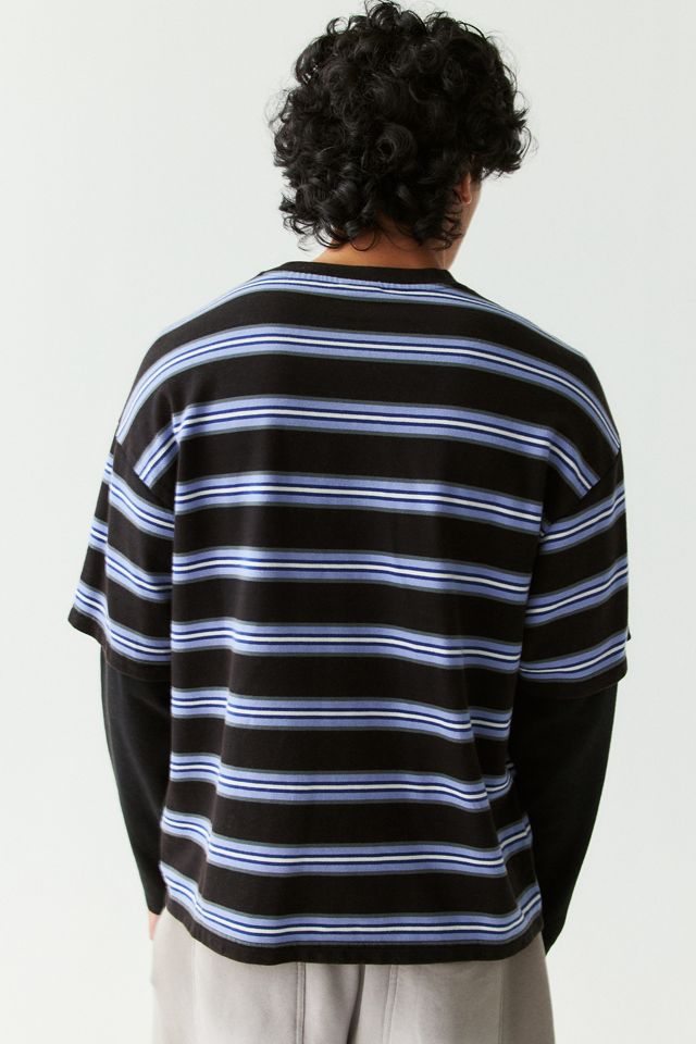 iets frans… Stripe Pattern Double Layer Tee #4