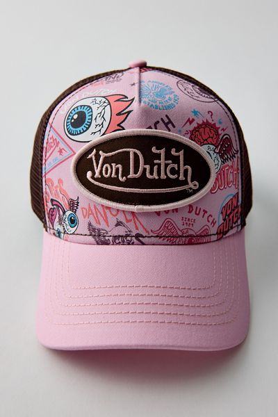 Von Dutch Logo Patch Graphic Trucker Hat