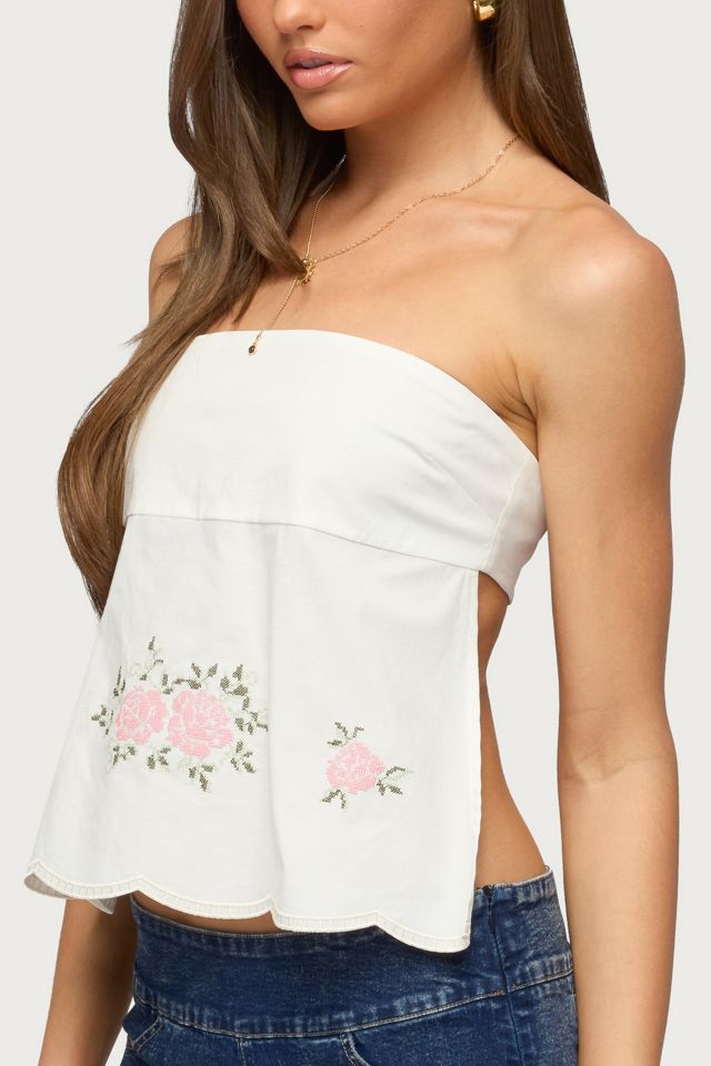 Edikted Shiri Floral Embroidered Backless Top #2