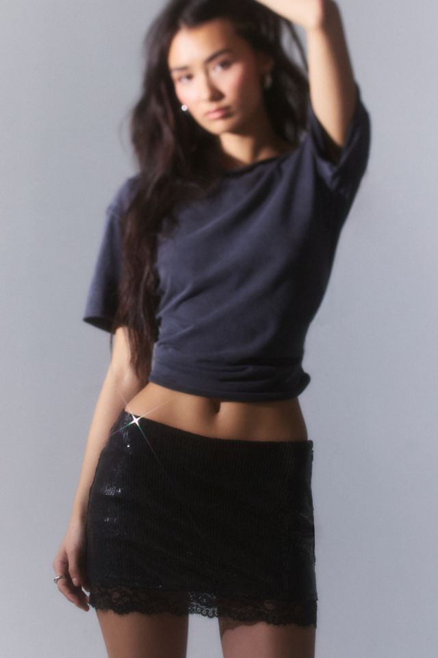 Kimchi Blue Make It Shimmer Sequin Lace Trim Mini Skort #1