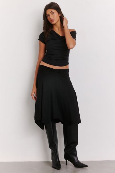 Kimchi Blue Andi Asymmetric Hanky Hem Midi Skirt