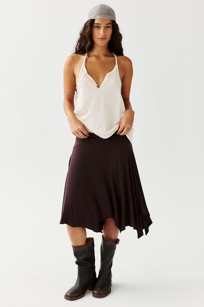 Kimchi Blue Andi Asymmetric Hanky Hem Midi Skirt