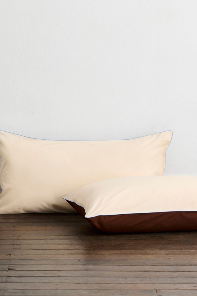 Bed Threads Organic Cotton Percale Piped Pillowcase Set #1