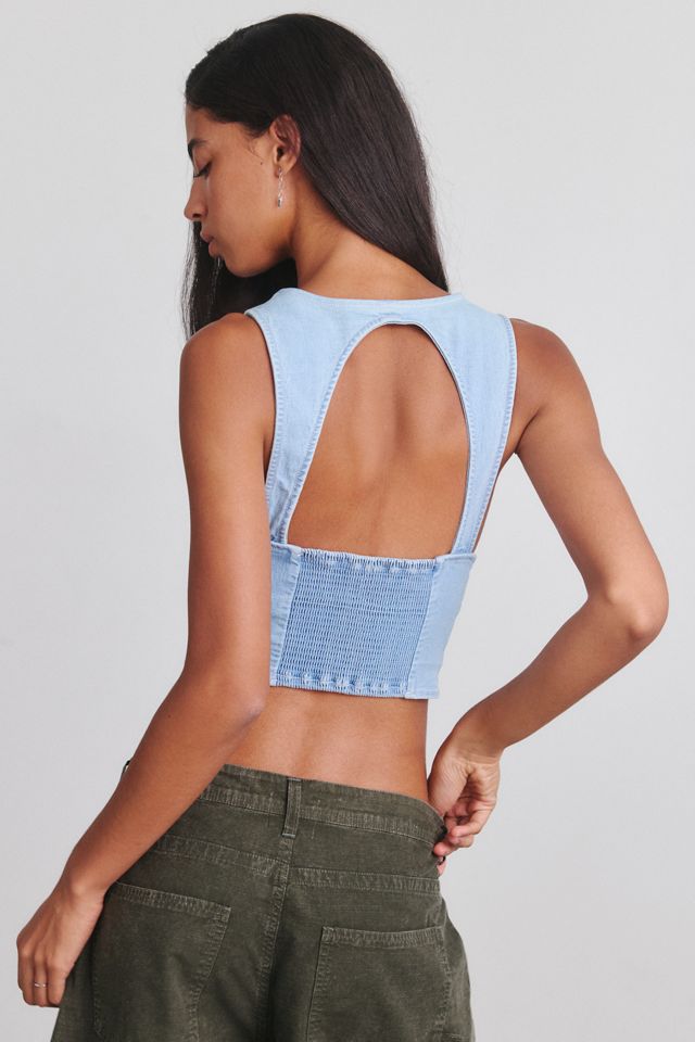 Kimchi Blue It's A Vibe Lace Trim Denim Corset Top #2