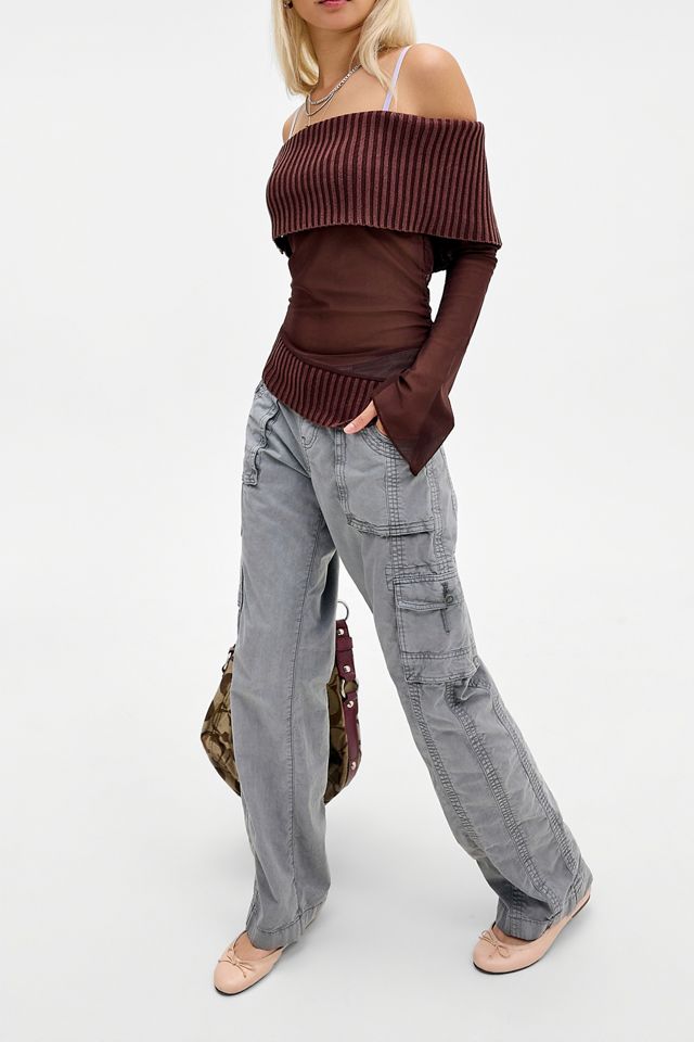 UO Jae Asymmetric Button Off-The-Shoulder Sweater #2