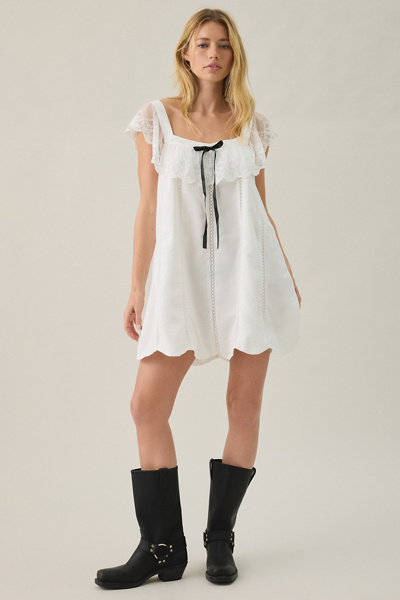 Lulus Lana Lace Trim Cotton Babydoll Mini Dress