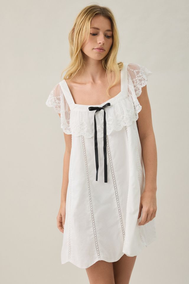 Lulus Lana Lace Trim Cotton Babydoll Mini Dress #2