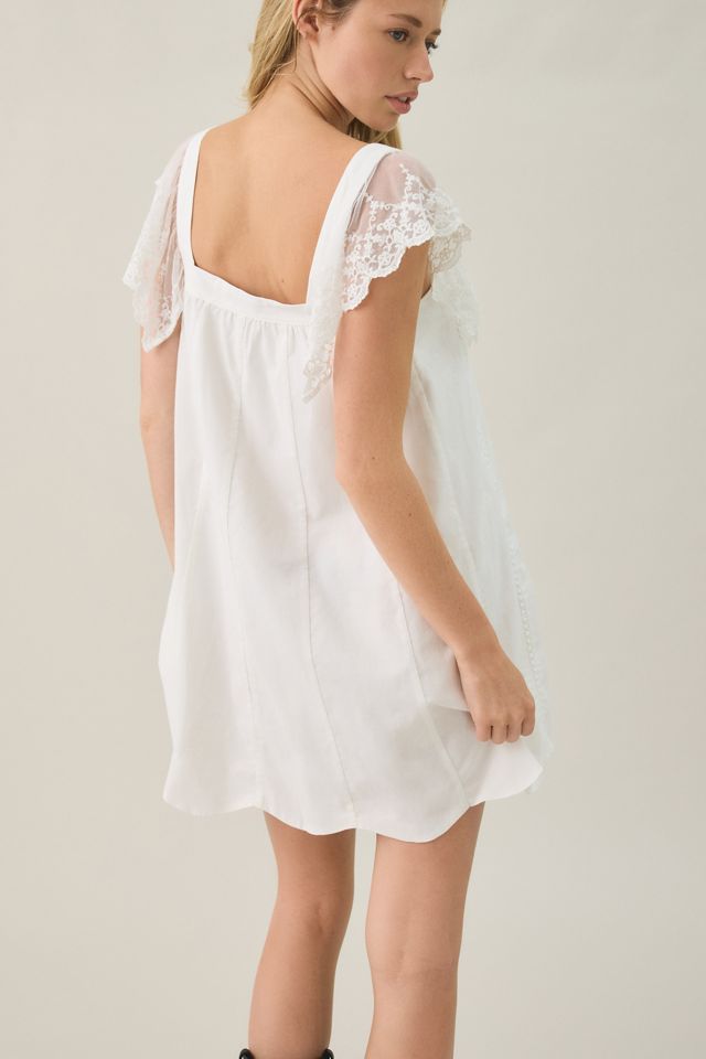 Lulus Lana Lace Trim Cotton Babydoll Mini Dress #3