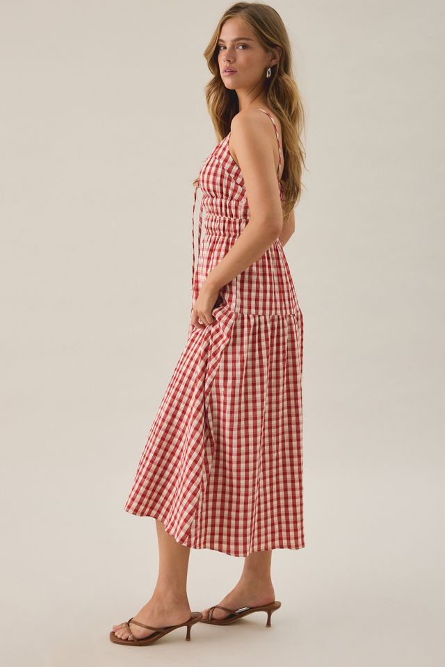 Lulus Spencer Gingham Smocked Midi Dress #2