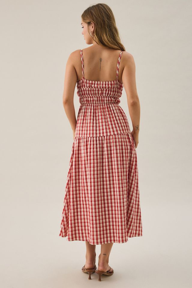 Lulus Spencer Gingham Smocked Midi Dress #3
