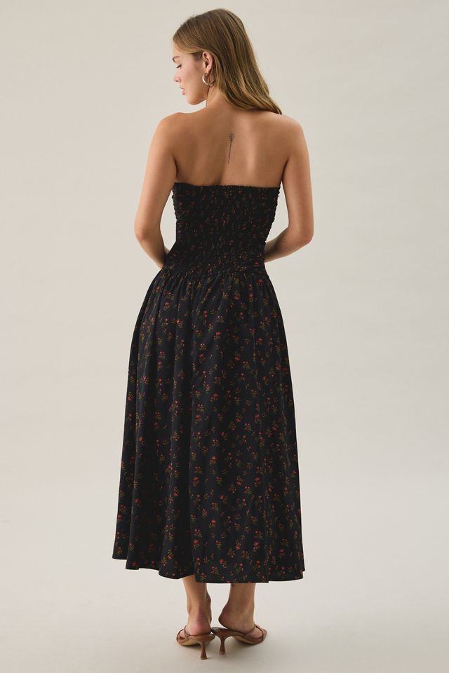 Lulus Molly Floral Ruched Bodice Strapless Midi Dress #3