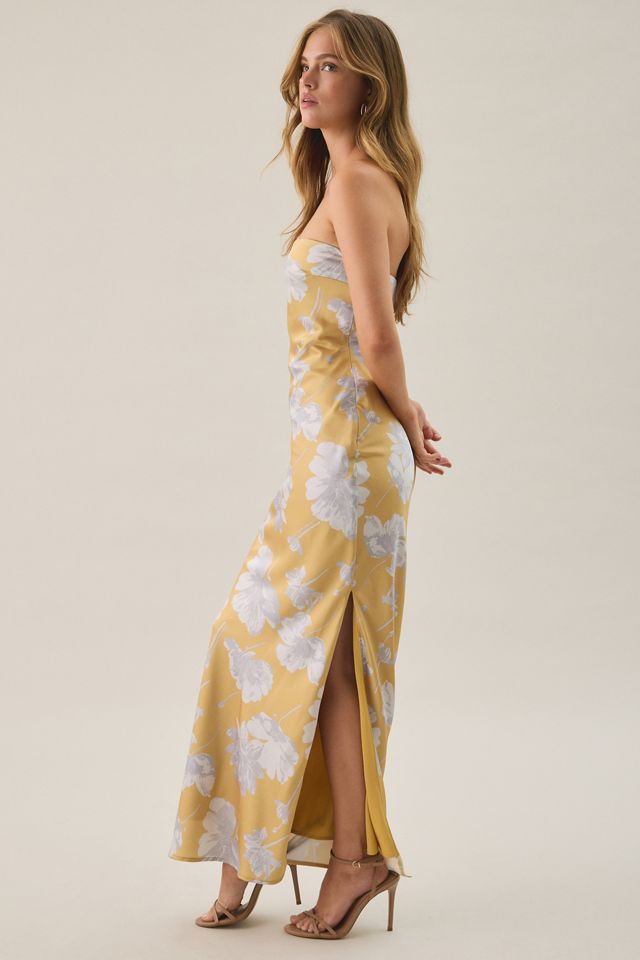 Lulus Whitney Floral Satin Strapless Maxi Dress #2