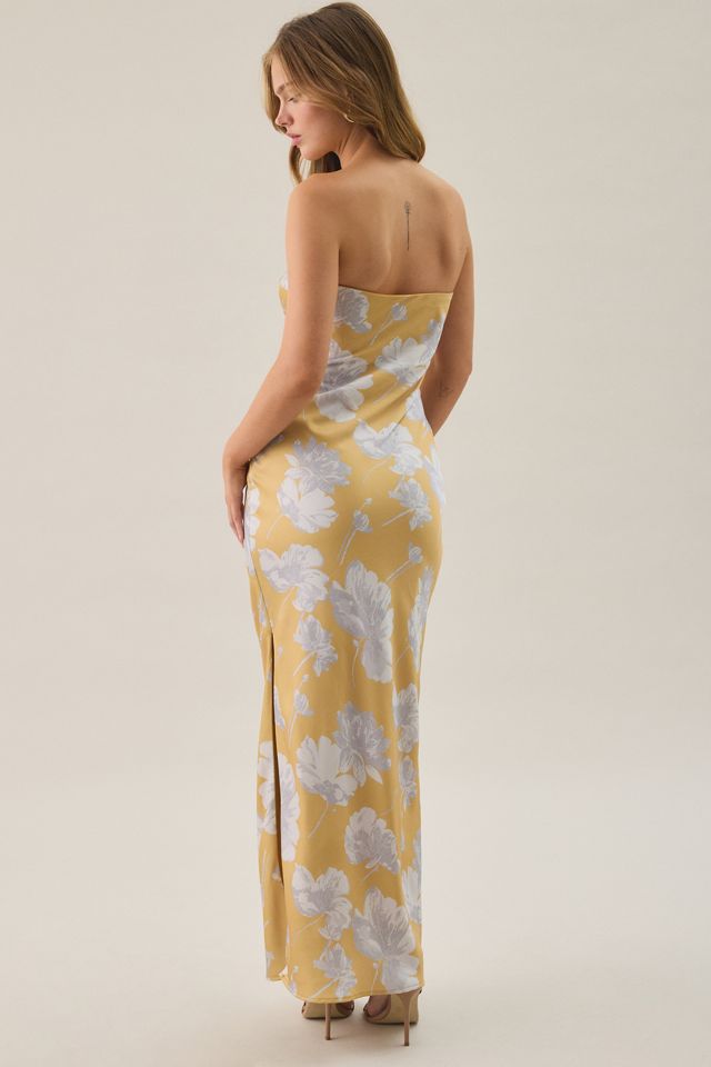 Lulus Whitney Floral Satin Strapless Maxi Dress #4