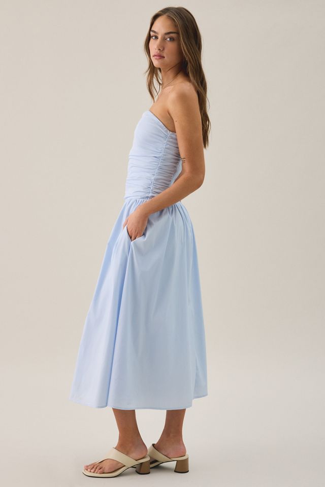 Lulus Molly Ruched Bodice Strapless Midi Dress #2