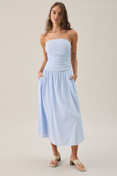 Lulus Molly Ruched Bodice Strapless Midi Dress