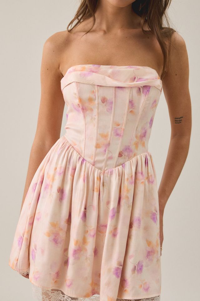 Mini-robe corset à taille basque sans bretelles en tissu éponge Lulus #1