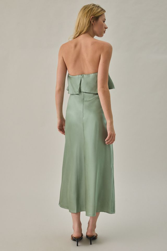 Lulus Adriana Tiered Satin Strapless Midi Dress #2