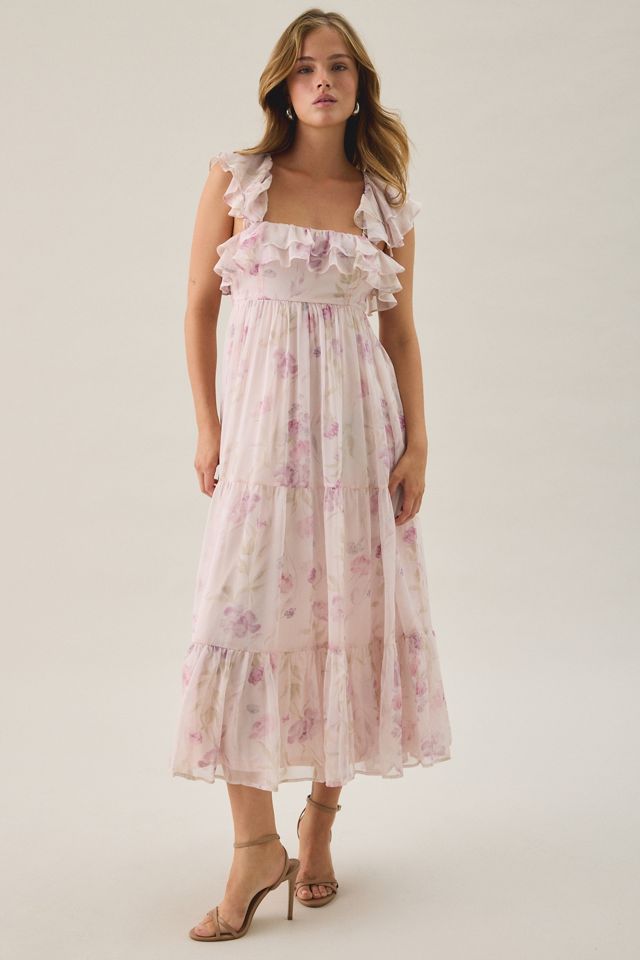 Lulus Diedre Ruffle Tiered Floral Cut-Out Chiffon Maxi Dress #2