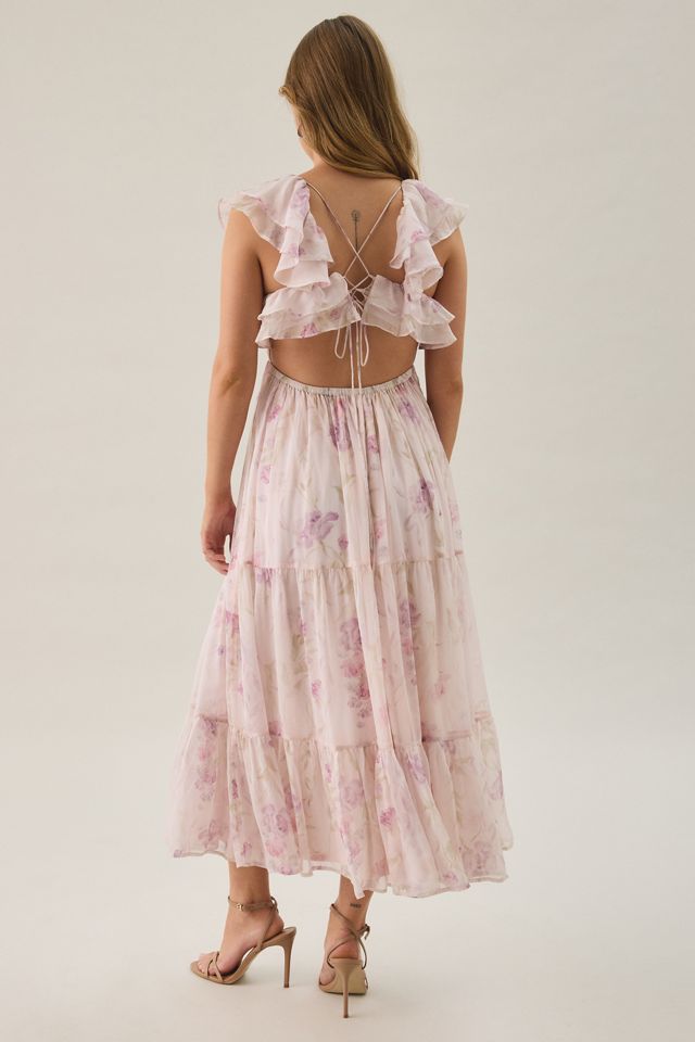 Lulus Diedre Ruffle Tiered Floral Cut-Out Chiffon Maxi Dress #3
