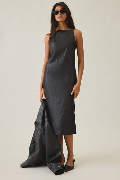 Lioness Alexa Coated Open-Back Midi Dress