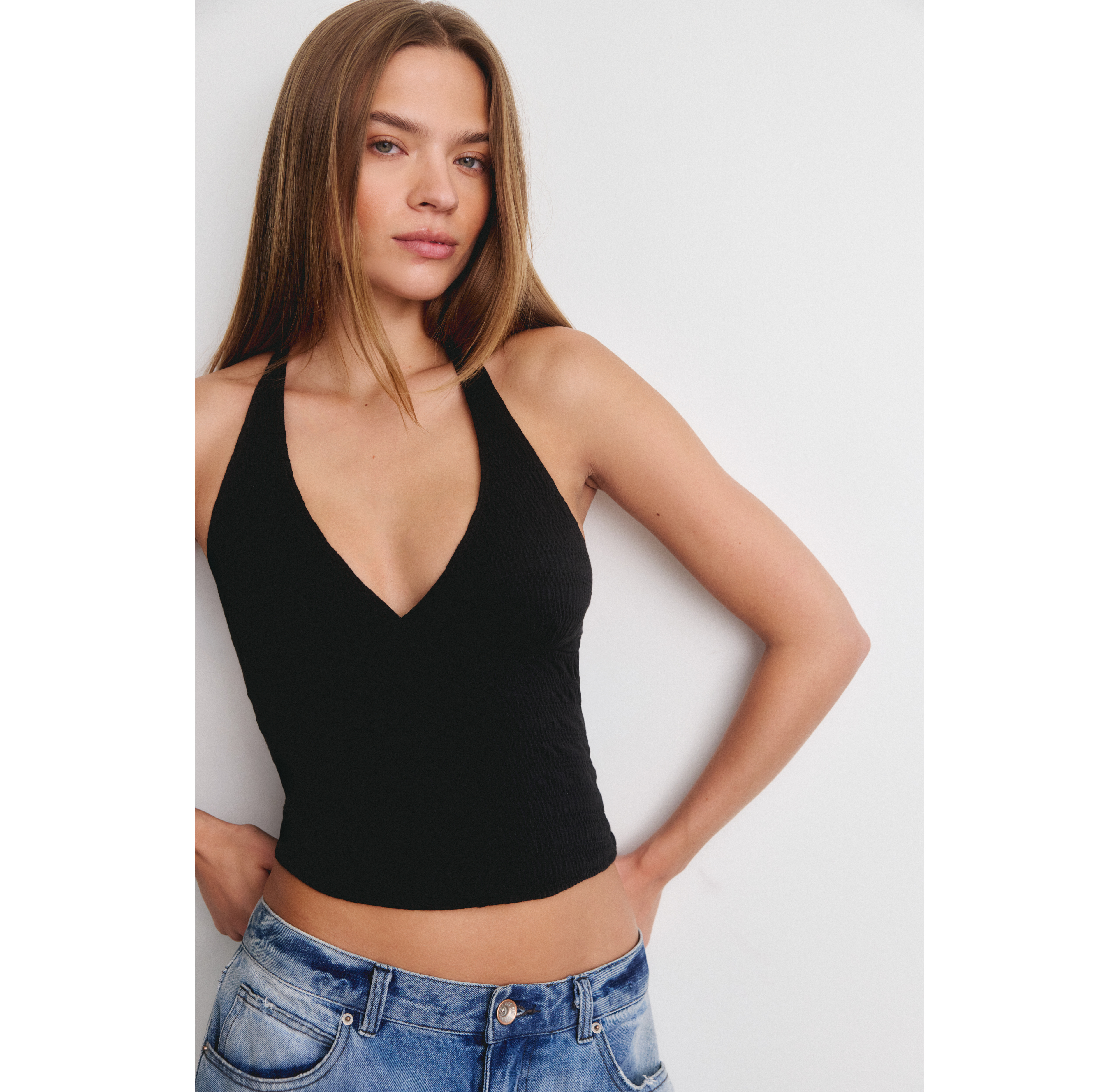 UO Alanis Plunging V-Neck Halter Top