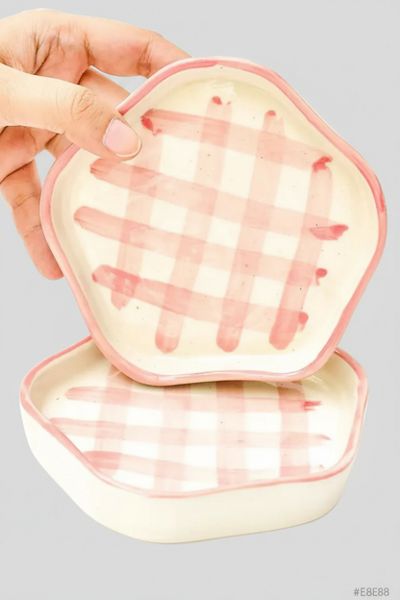 Casa Amarosa Ceramic Gingham Coaster Set