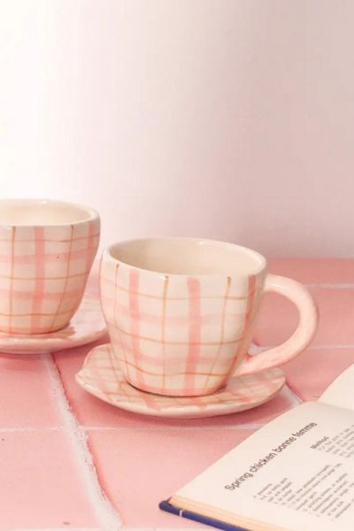 Casa Amarosa Handmade Cute Ceramic Mug & Coaster Set