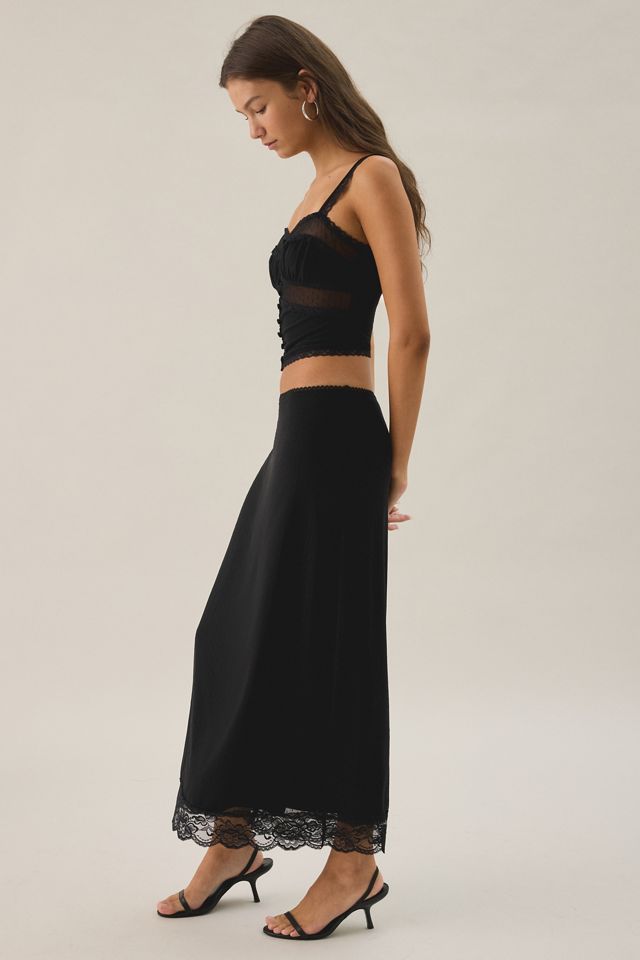 Kimchi Blue Fan Favorite Lace Trim Mesh Midi Skirt 2-Piece Set #2