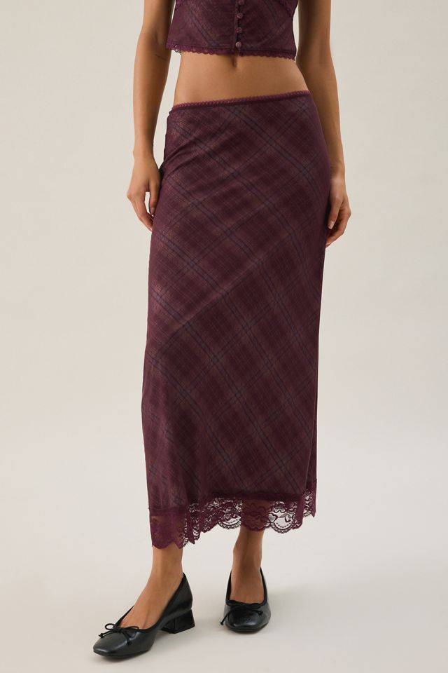 Kimchi Blue Fan Favorite Lace Trim Mesh Midi Skirt 2-Piece Set #2