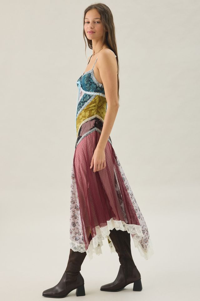 Kimchi Blue In The Mix Patchwork Asymmetric Hanky Hem Midi Dress #2